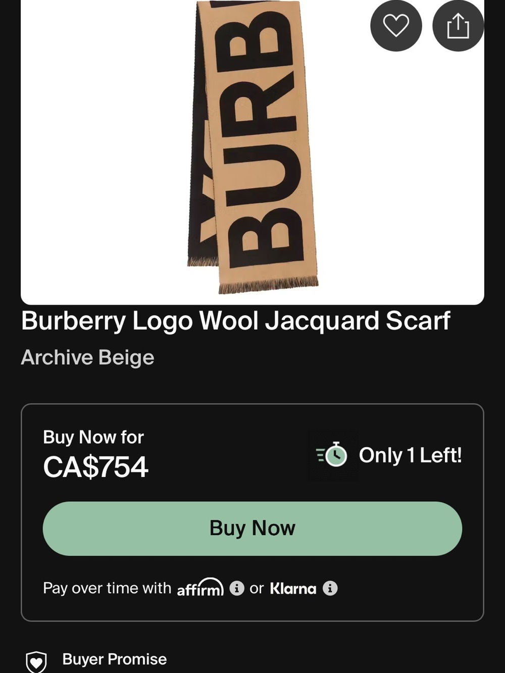 Burberry Archive Beige and Black Logo Wool Scarf